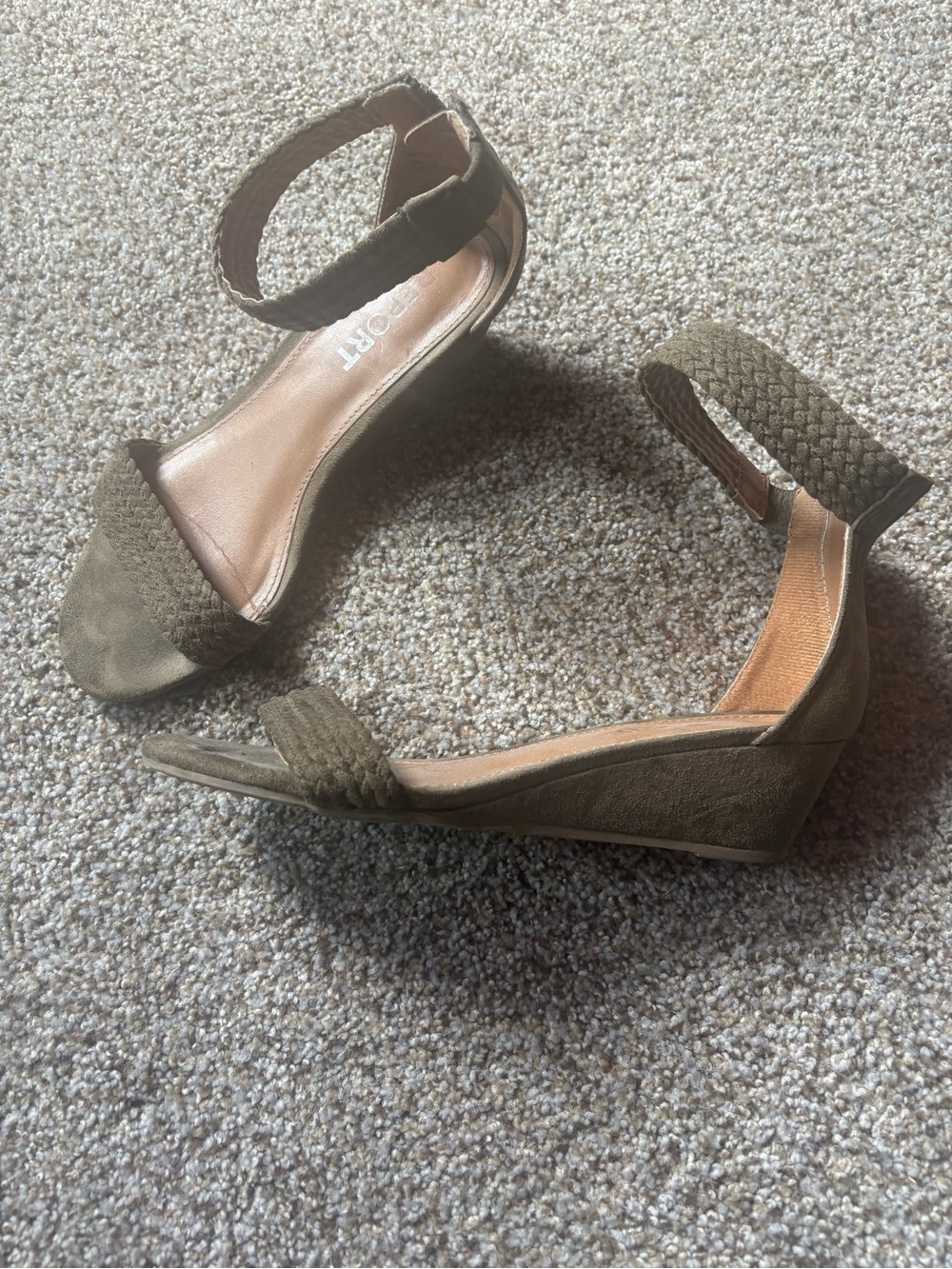 Women’s Olive Wedge Sandals with Ankle Strap